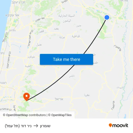 ניר דוד (תל עמל) to שומרון map