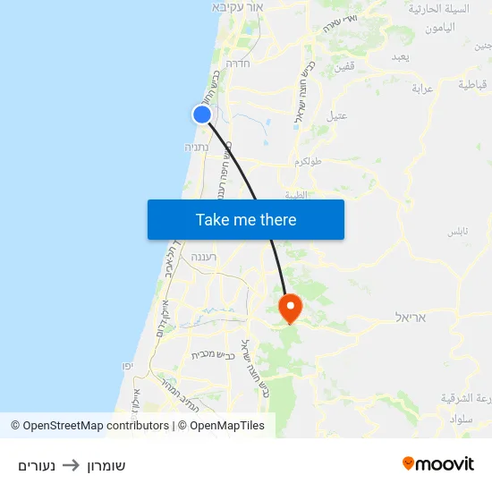 נעורים to שומרון map