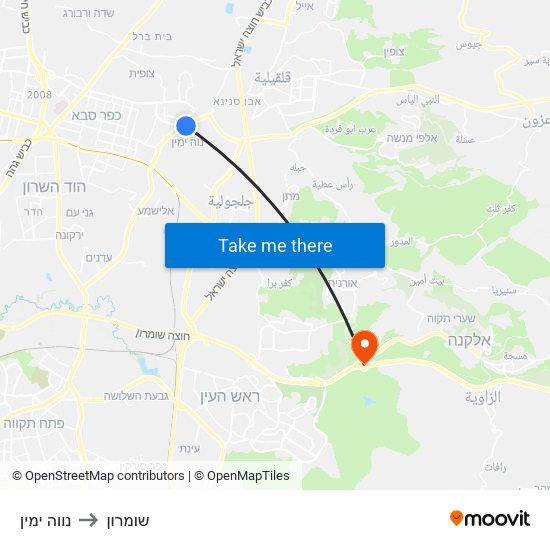 נווה ימין to שומרון map