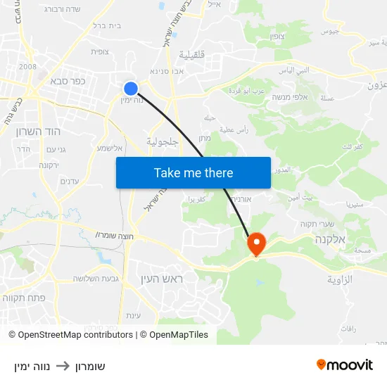 נווה ימין to שומרון map