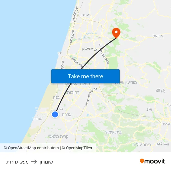 מ.א. גדרות to שומרון map