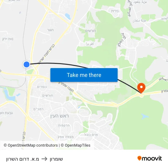 מ.א. דרום השרון to שומרון map