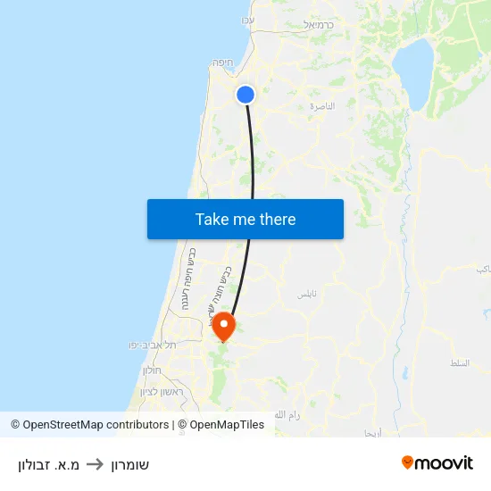 מ.א. זבולון to שומרון map