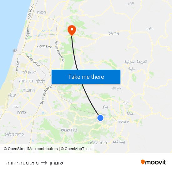 מ.א. מטה יהודה to שומרון map