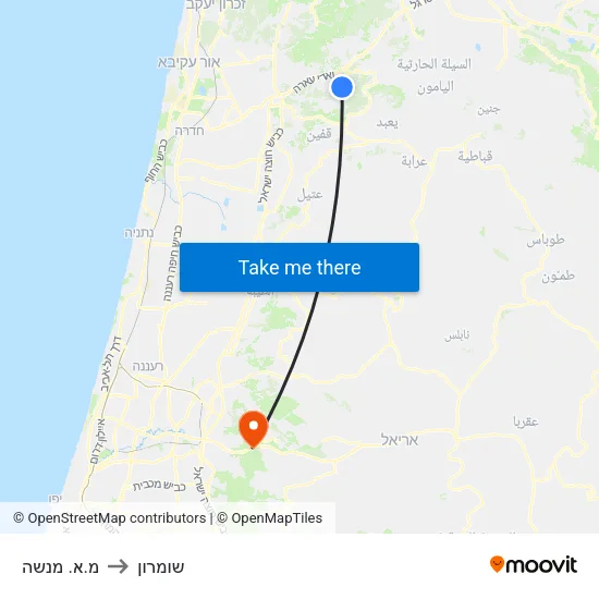 מ.א. מנשה to שומרון map