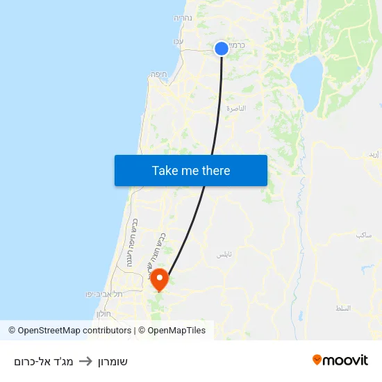 מג'ד אל-כרום to שומרון map