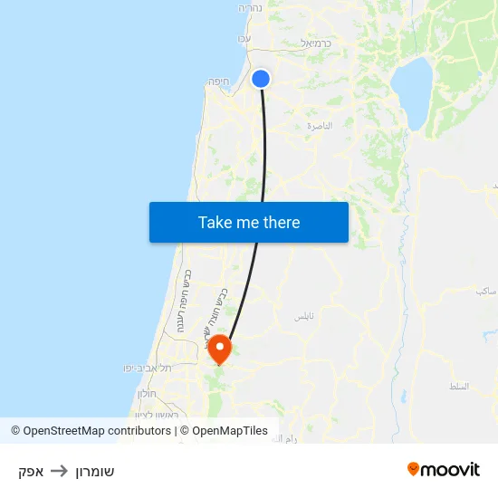 אפק to שומרון map