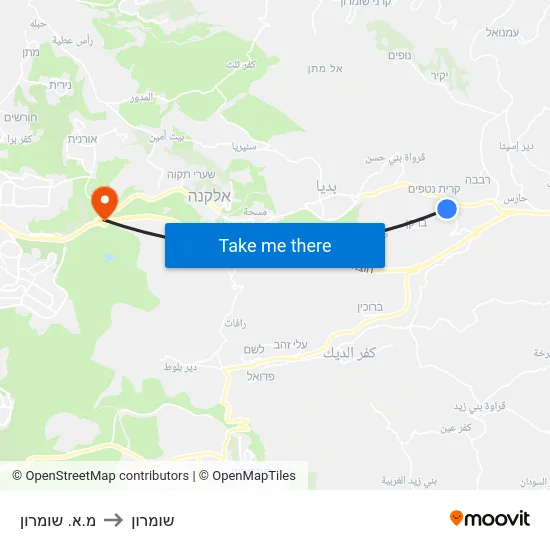 מ.א. שומרון to שומרון map