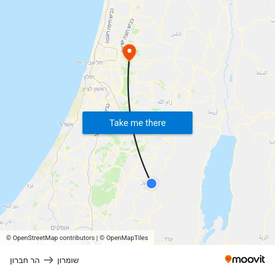 הר חברון to שומרון map