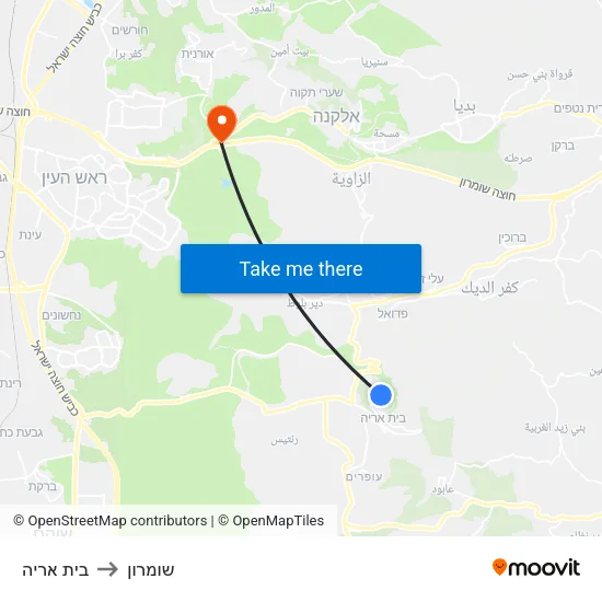 בית אריה to שומרון map