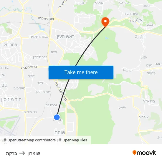 ברקת to שומרון map