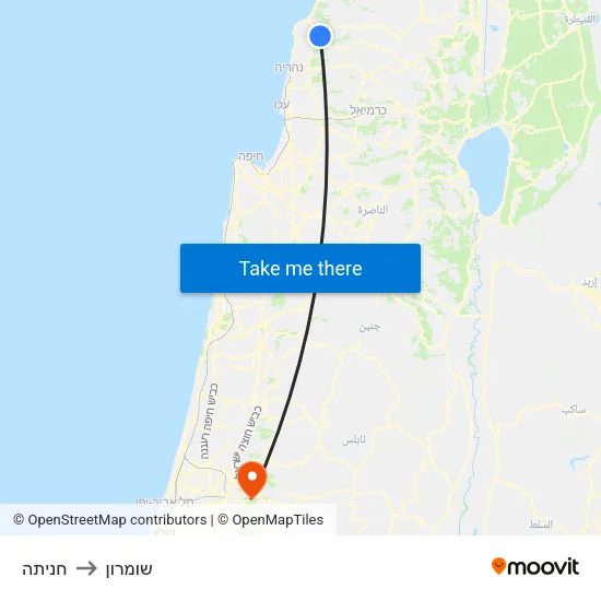 חניתה to שומרון map