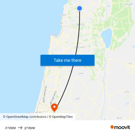 שומרה to שומרון map