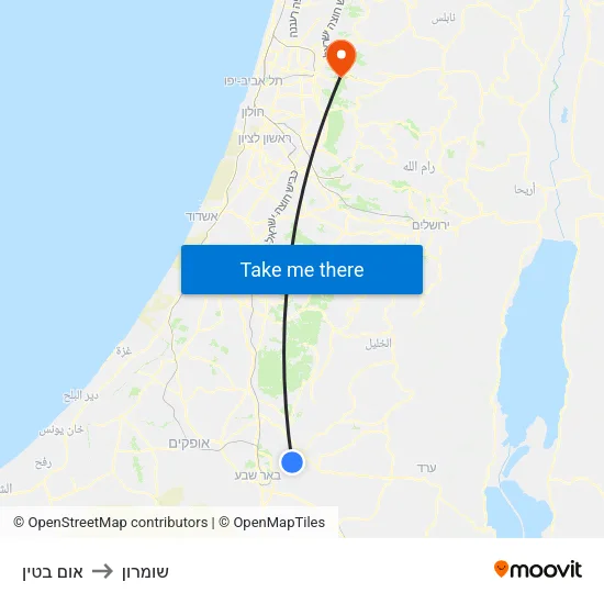אום בטין to שומרון map