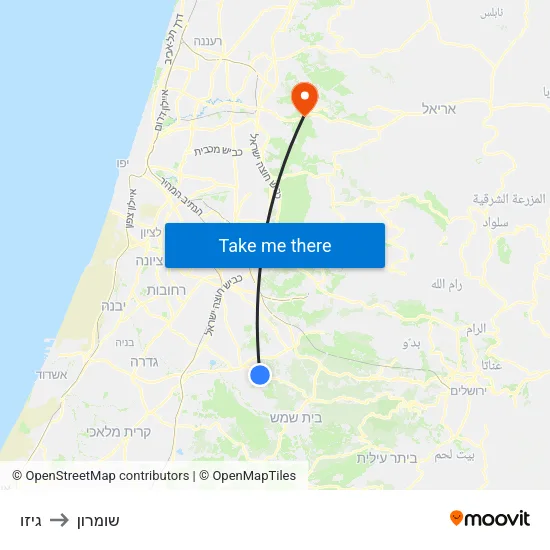 גיזו to שומרון map
