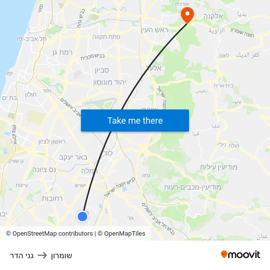 גני הדר to שומרון map