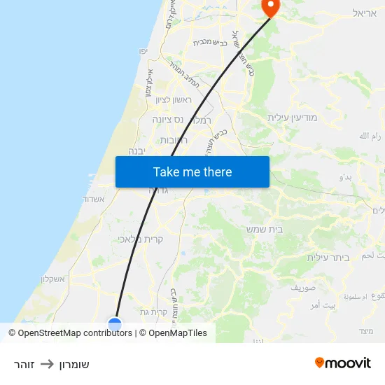 זוהר to שומרון map