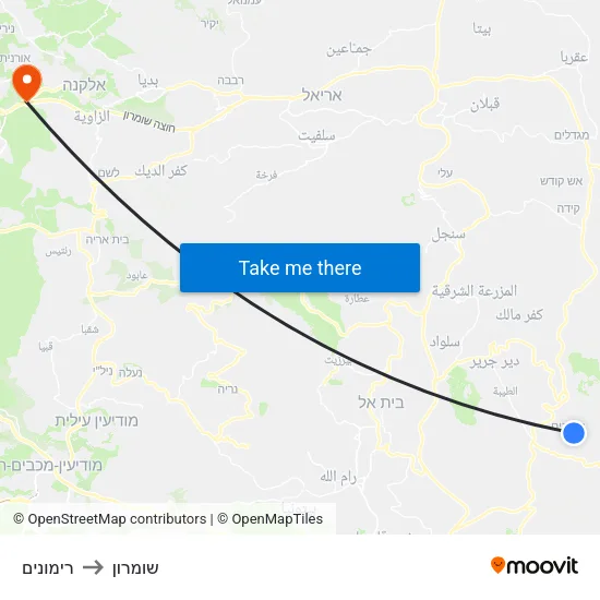 רימונים to שומרון map