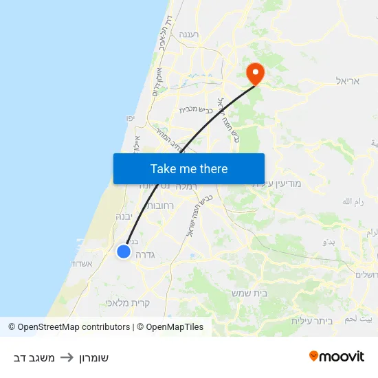 משגב דב to שומרון map