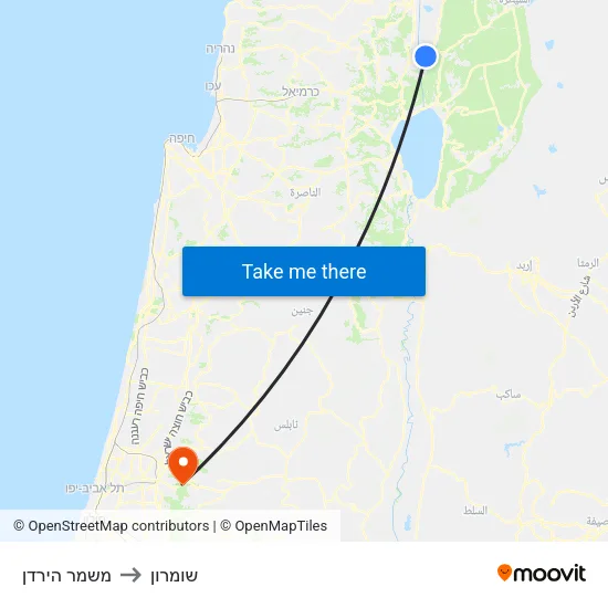 משמר הירדן to שומרון map