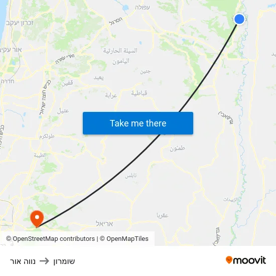 נווה אור to שומרון map