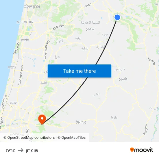 נורית to שומרון map