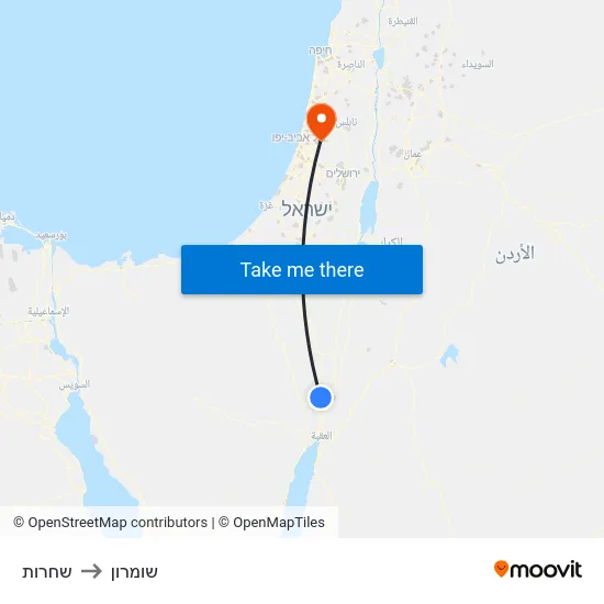 שחרות to שומרון map