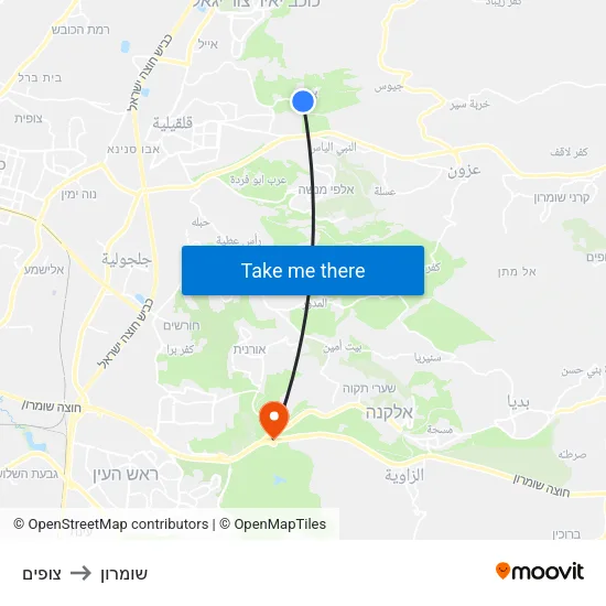 צופים to שומרון map
