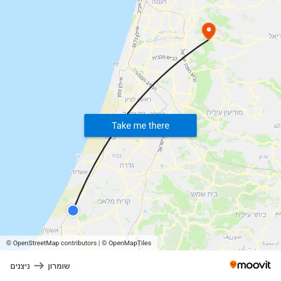 ניצנים to שומרון map