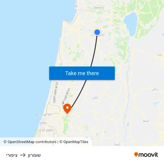 ציפורי to שומרון map