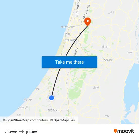 יושיביה to שומרון map