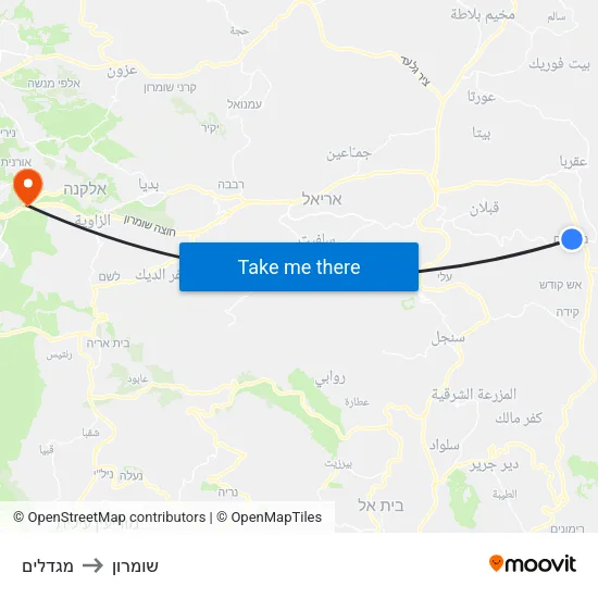 מגדלים to שומרון map