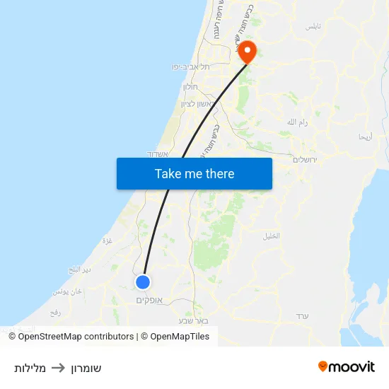 מלילות to שומרון map