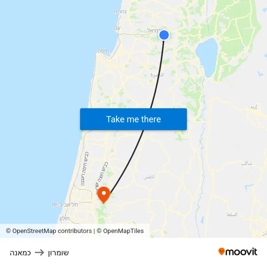 כמאנה to שומרון map