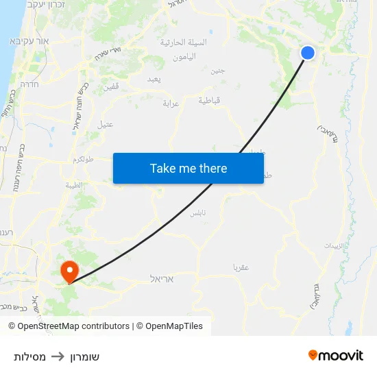 מסילות to שומרון map