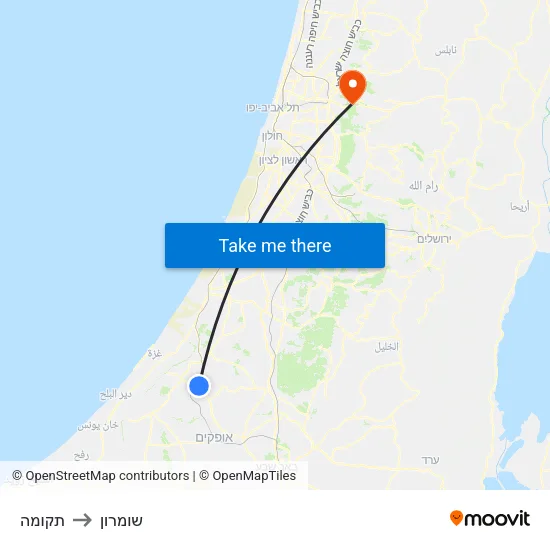 תקומה to שומרון map
