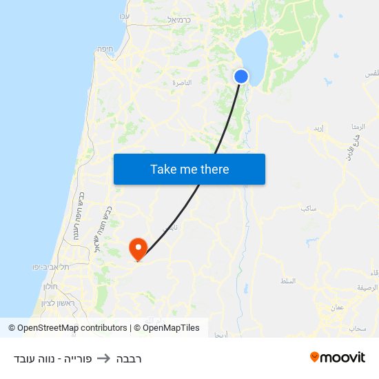 פורייה - נווה עובד to רבבה map