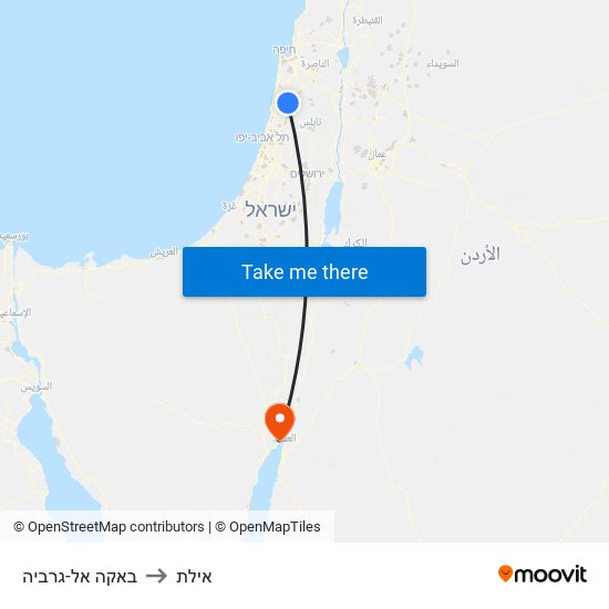 באקה אל-גרביה to אילת map