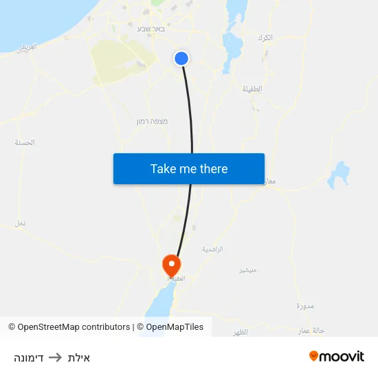 דימונה to אילת map