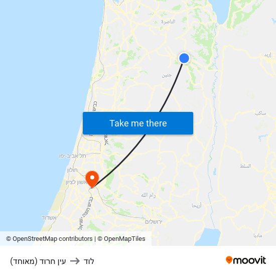 עין חרוד (מאוחד) to לוד map