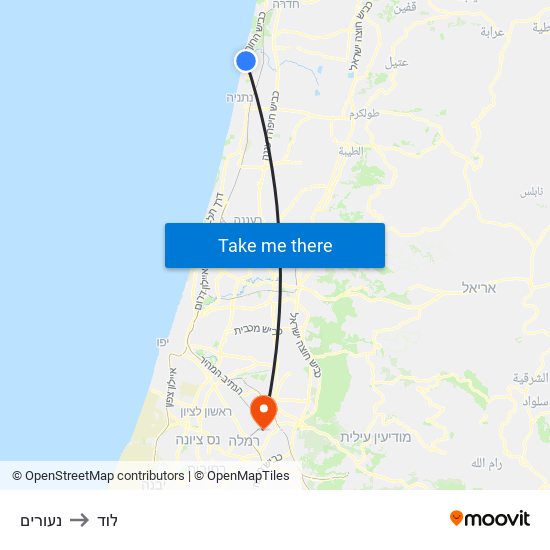 נעורים to לוד map