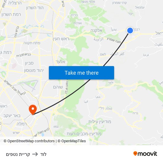 קריית נטפים to לוד map