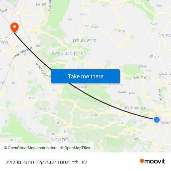 תחנת רכבת קלה תחנה מרכזית to לוד map