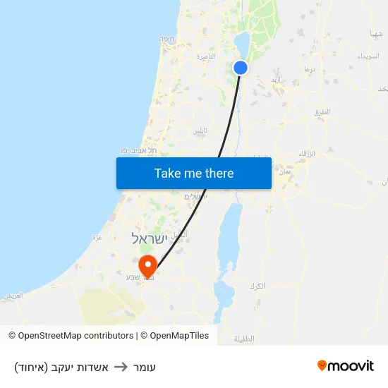 אשדות יעקב (איחוד) to עומר map