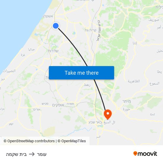 בית שקמה to עומר map