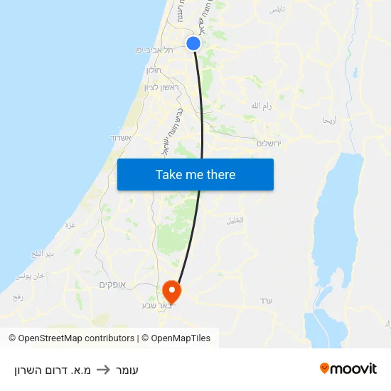 מ.א. דרום השרון to עומר map