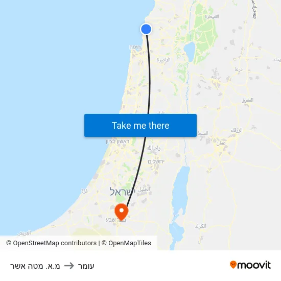 מ.א. מטה אשר to עומר map