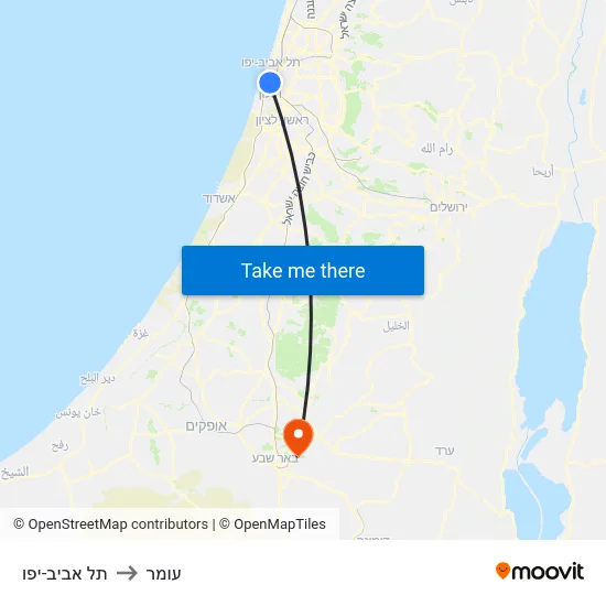 תל אביב-יפו to עומר map
