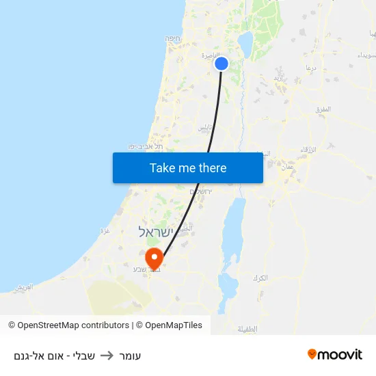 שבלי - אום אל-גנם to עומר map
