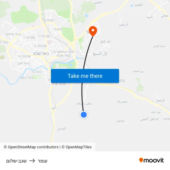 שגב-שלום to עומר map